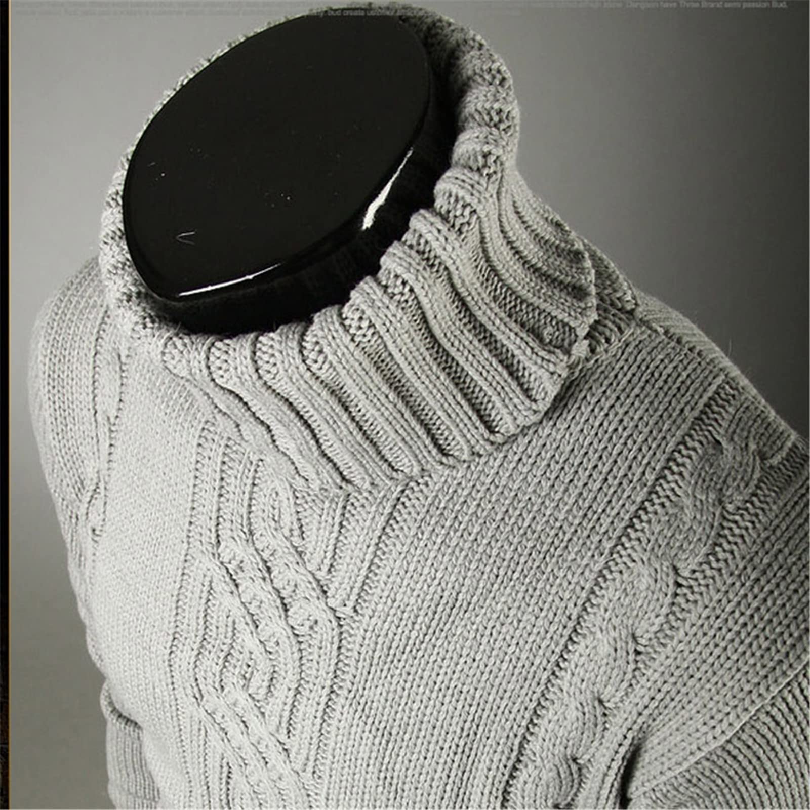 Vogrtcc Maglione Dolcevita caldo Uomini Casual Pullover Outwear Maschio Slim Maglione lavorato a maglia, Y019-grigio scuro, S