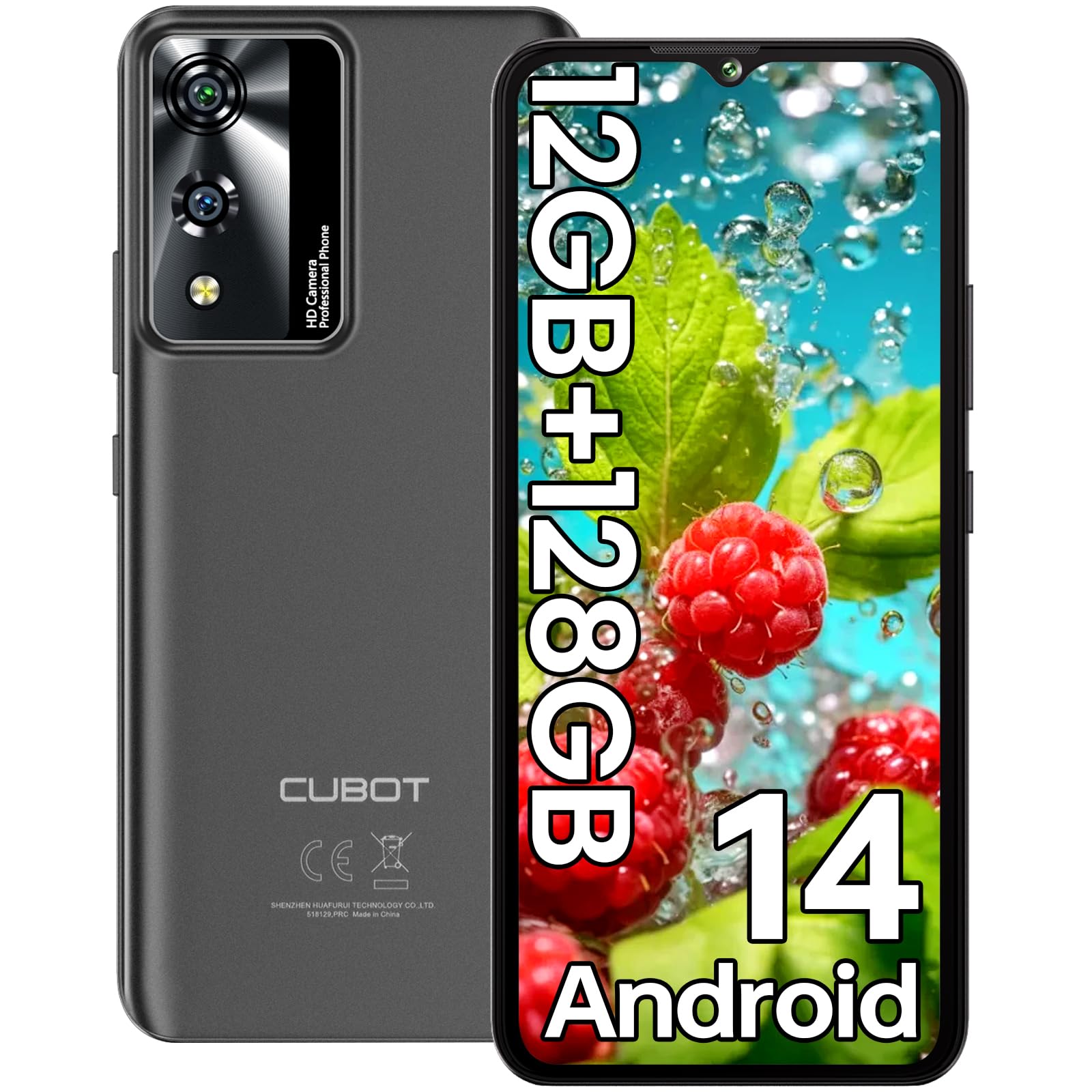 CUBOT A10 Smartphone Android 14, 12(4+8) GB+128GB/1TB, Octa-Core, 6.56" HD+/90Hz Display Telefono Cellulare, 48MP+16MP Fotocamera, 5100mAh, Dual SIM 4G Telefoni Offerta, Face ID/GPS/3.5mm Jack (Nero)