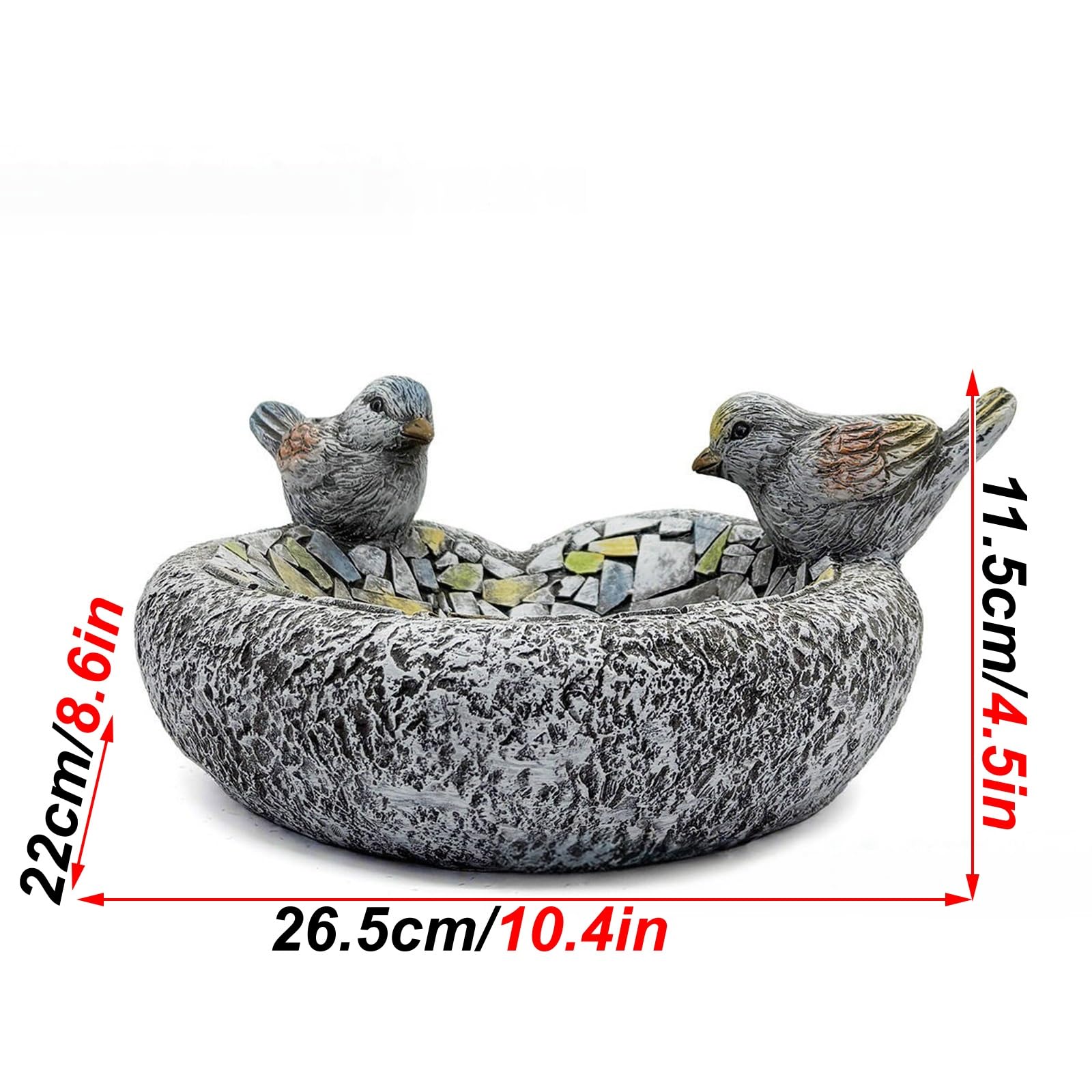 Baño para Pájaros, Bebedero Pajaros Exterior, Material de Resina, Resistente a la Intemperie, Fácil de Limpiar, para Jardín, Patio, Exterior