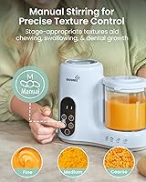 Vista 5 de GROWNSY - Licuadora para comida de bebé con canasta de vapor, procesador de alimentos de 1 paso, cocción automática, licúa, tritura, muele y Azul