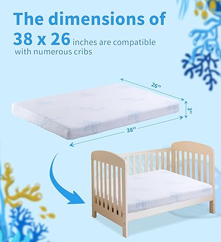 Miniatura 2 de Colchón Pack and Play, 38 x 26 pulgadas, colchón de espuma viscoelástica de doble cara Pack N Play para colchón de cuna, mini colchones para bebé,