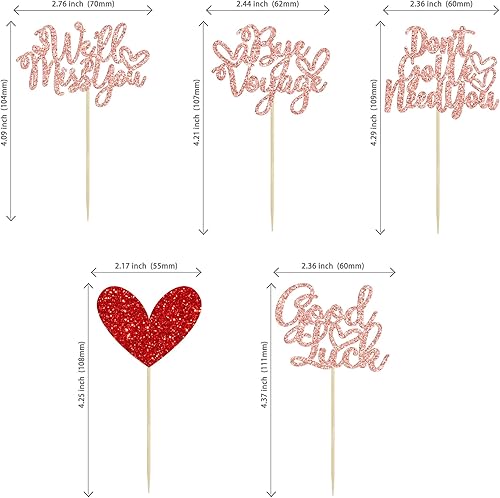 Miniatura 2 de 30 piezas de adornos para cupcakes con purpurina roja con diseño de corazón de amor de buena suerte, despedida de jubilación, temática de despedida,