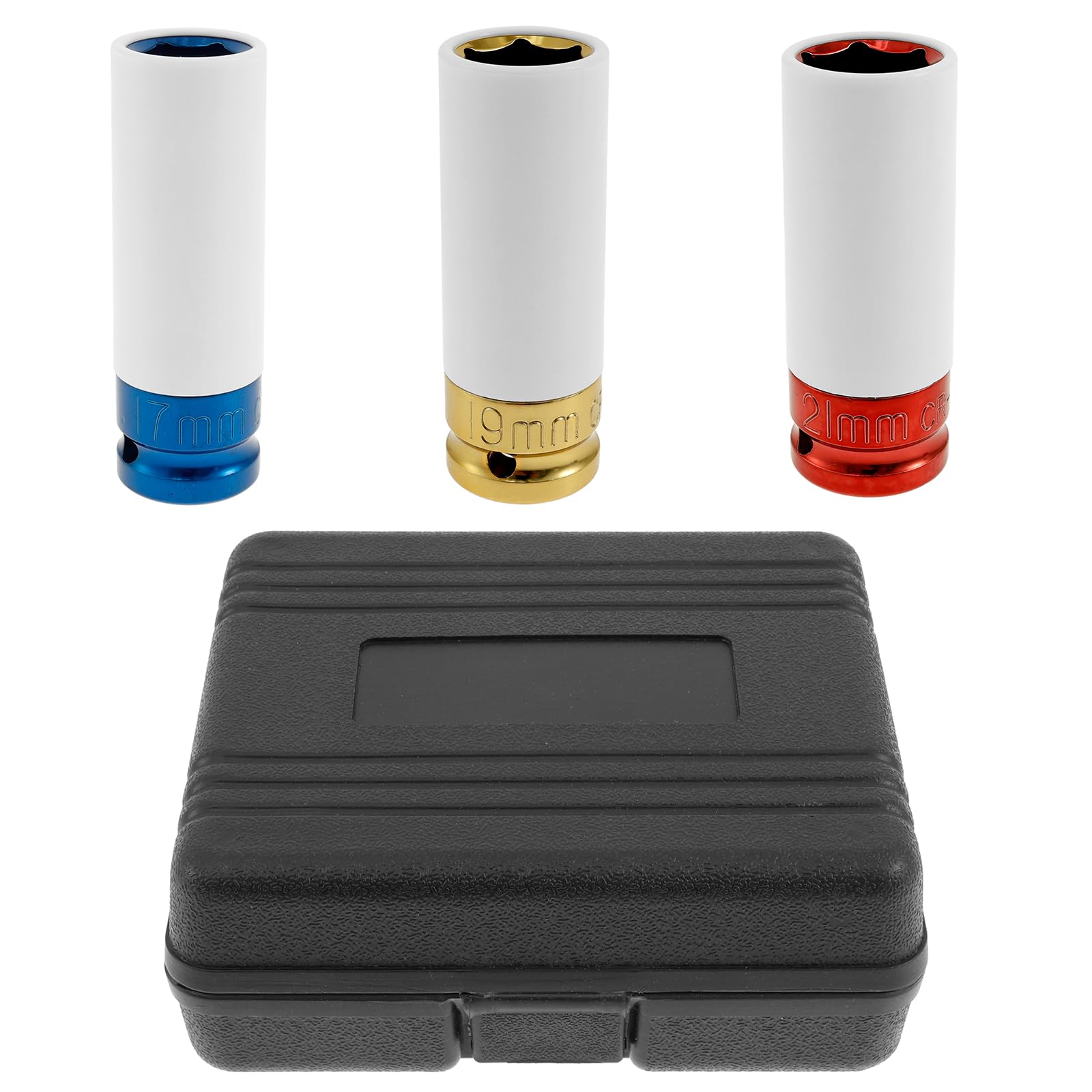 Set di chiavi a bussola da 1/2", set di chiavi a percussione metriche da 15, 17, 19, 21, 22 mm, senza smerigliatura dei dadi delle ruote, in acciaio CR-MO a 6 punti