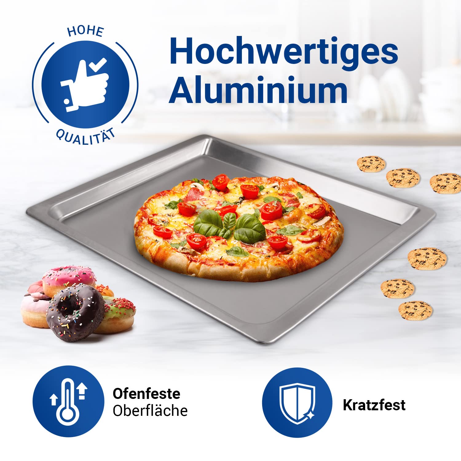 VIOKS Tiefes Backblech 465x375 x25mm Ersazt für Siеmens Backblech Constructa 00438155 438155 / Alu Bаckblech 46 x 37 / Baking Tray/Bаckblech Tief & Ofen Bаckblech Siеmens Backofen
