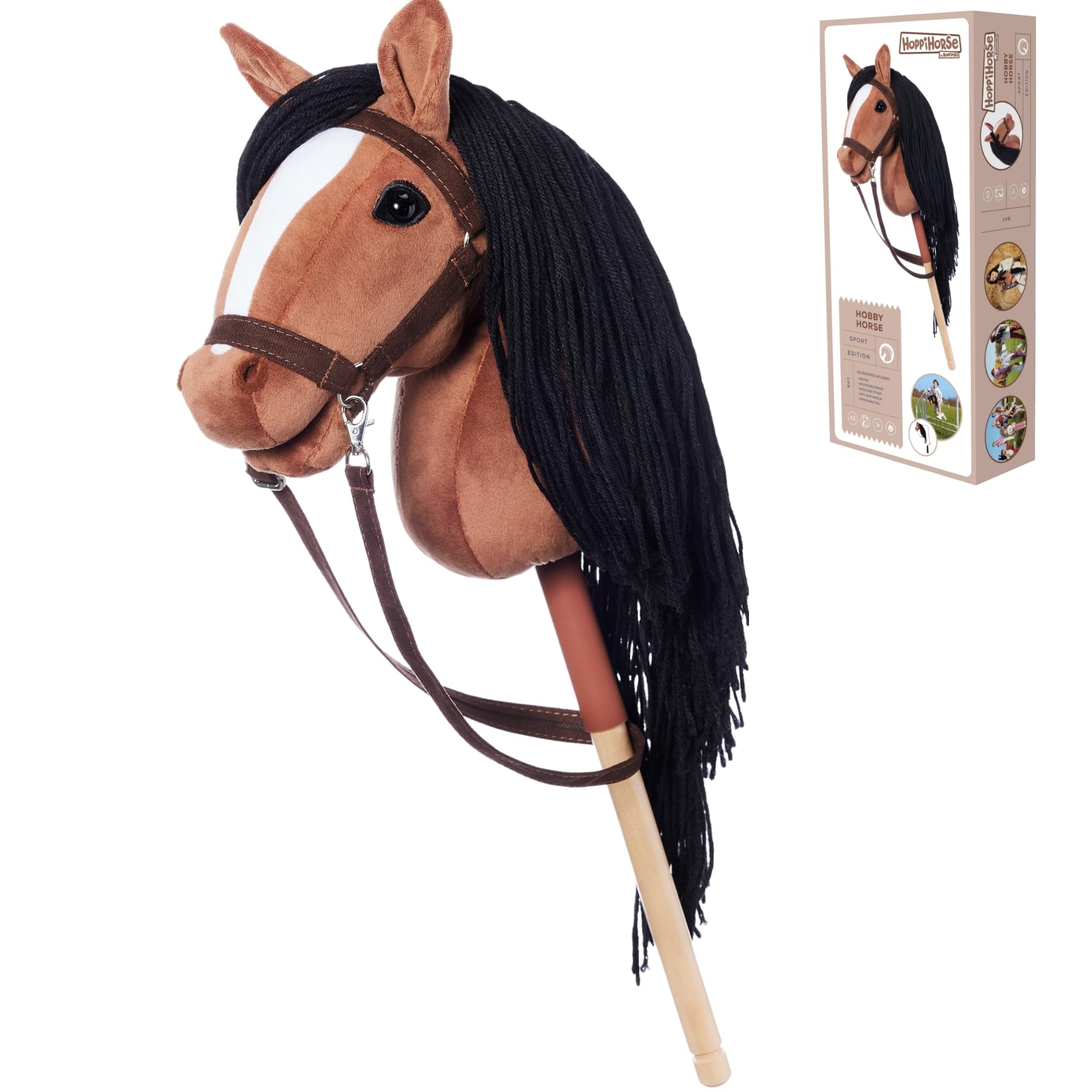 Start Hobby Paard van pluche met houten stok , realistisch