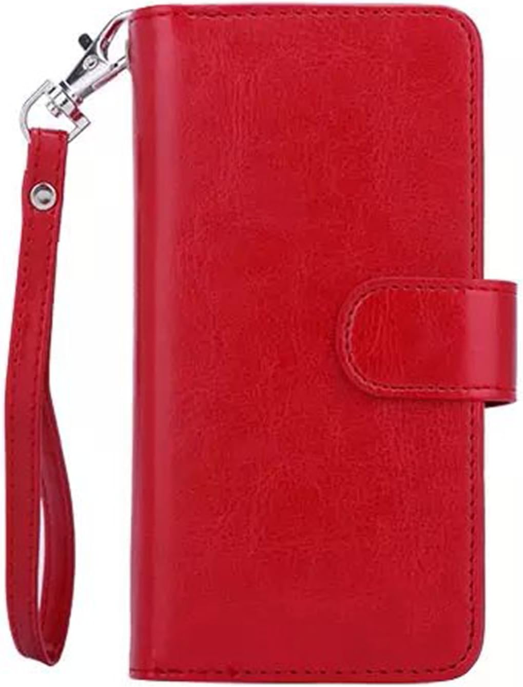 iPhone 8Plus iPhone 7Plus Wallet Case,Valentoria Leather Wallet Case Magnetic Detachable Slim Back Cover Card Holder Slot Wrist Strap(iPhone 7 Plus, Red)
