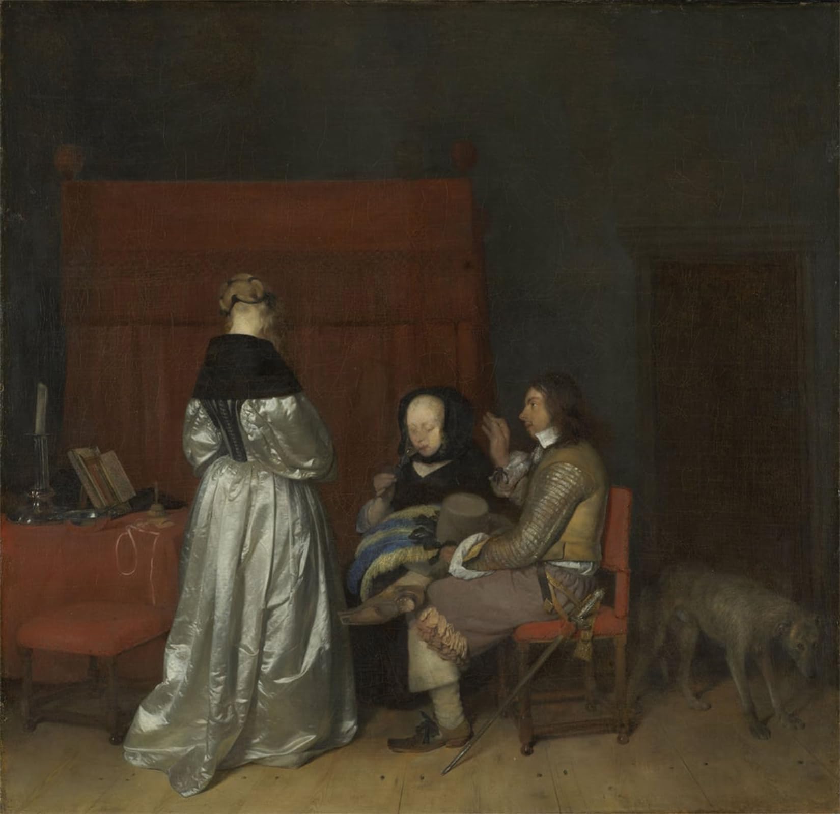 ARTXLXXBN Famous Painting Art Wall Decor Abstract Art Picture Gallant Conversation Also Known As the Paternal Admonition by Gerard Ter Borch Animal Pictures for Home Decor 60x90cm