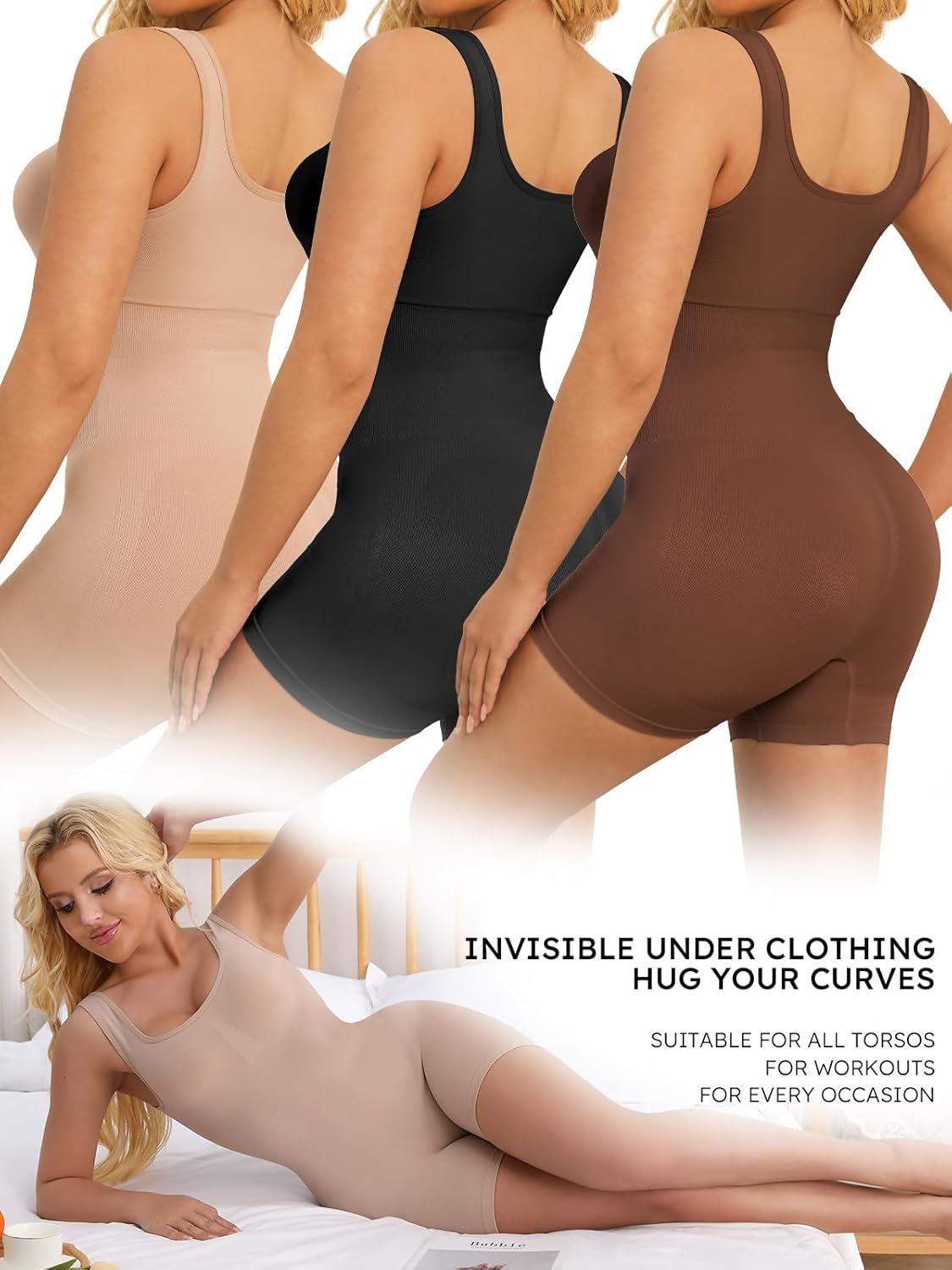 Womens Shapewear Bodysuit Tanks Seamless Tummy Control Shaping Full Body Shaper - Image 4