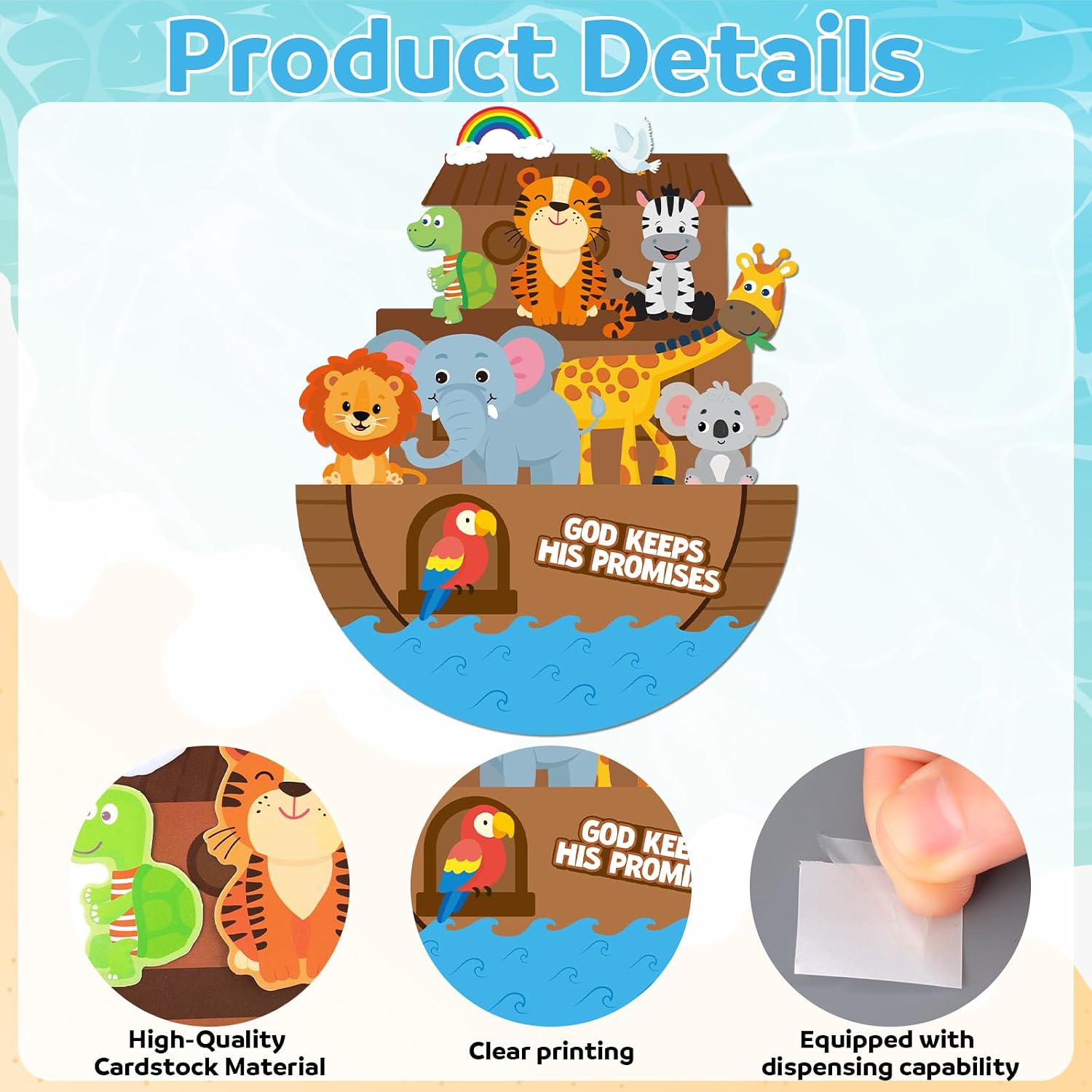 Motipuns 24 Set Noah's Ark Rocking Paper Plate Craft Kit God Keeps His Promises DIY Noah's Ark Craft Project Decorations for Bible VBS Sunday School Classroom Activities