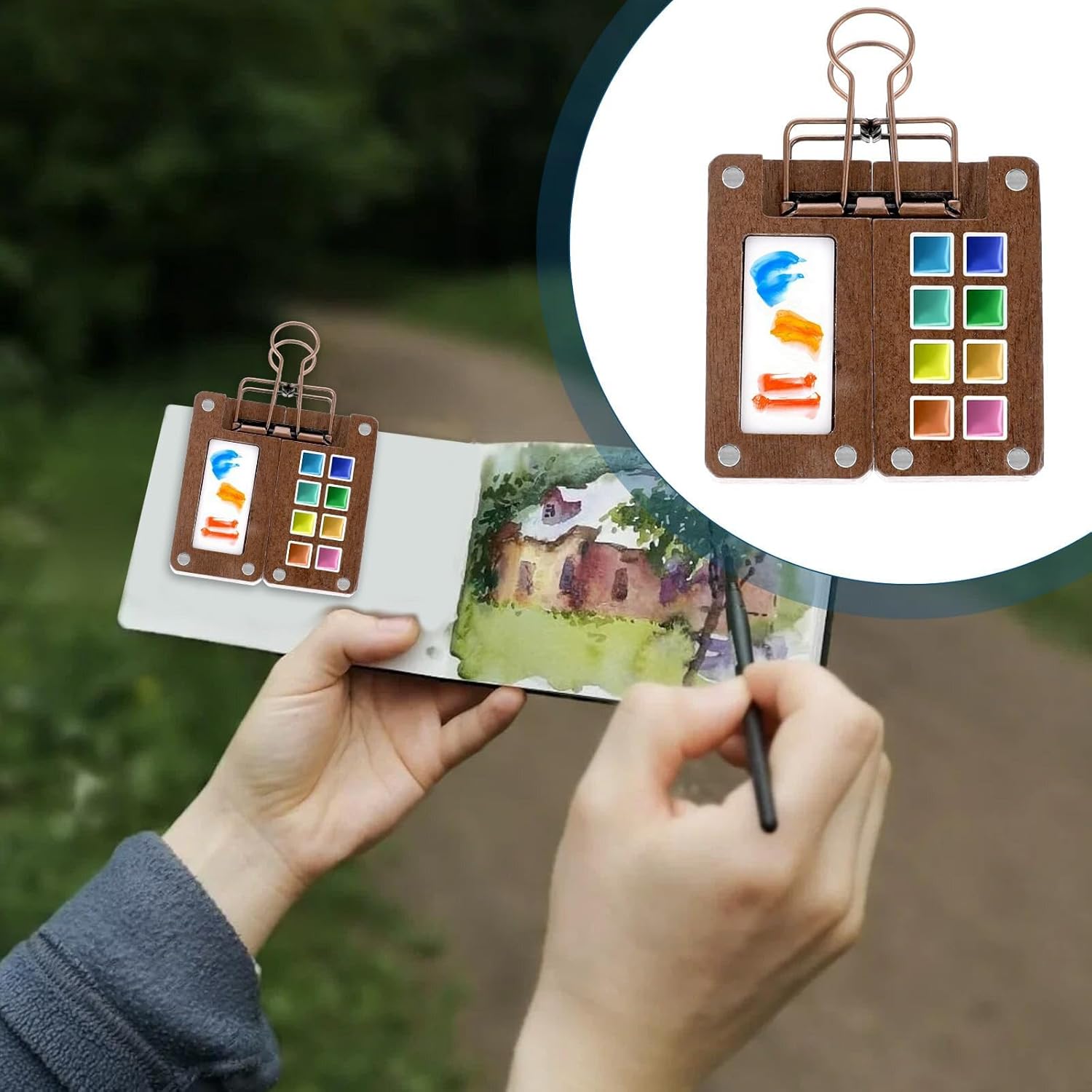 Mini Travel Set for Painters, Watercolor Travel Set, Mini Color Travel Palette, Portable Sketching Palette, Travel Paint Palette for Painters, Artists and Students