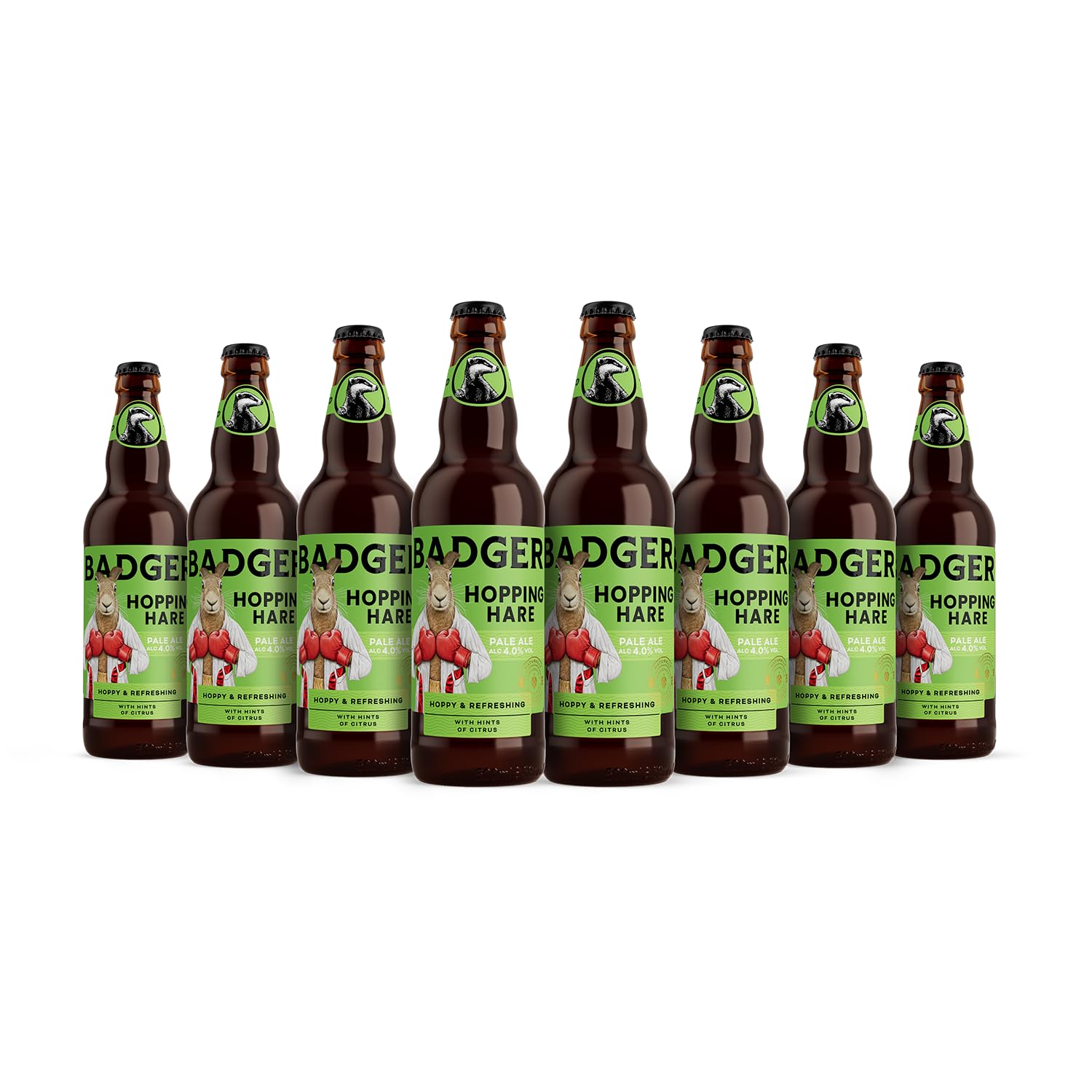 Badger Beers Hopping Hare Pale Ale with Citrus Hints (4.0% ABV) | Hoppy & Refreshing Pale Ale | Case of 8 x 500ml Beer Bottles