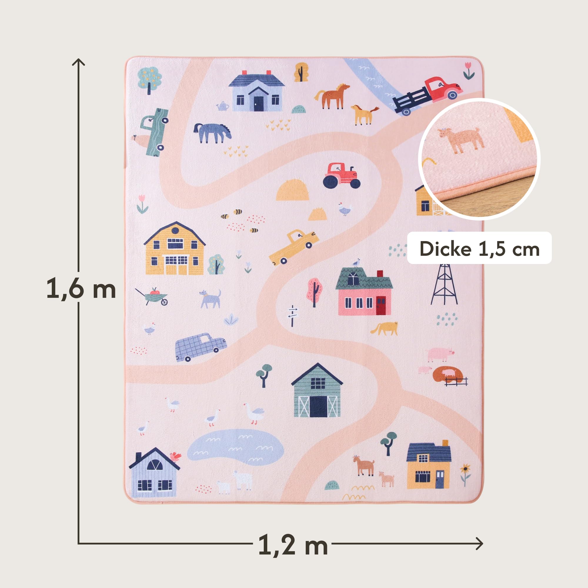 Hakuna Matte Wolkenweiche Spielmatte Baby 160x120x1,5cm | Kinderzimmer Teppich mit hochwertigem Hochdichter Polyurethan – Krabbelmatte Baby mit rutschfester Unterseite