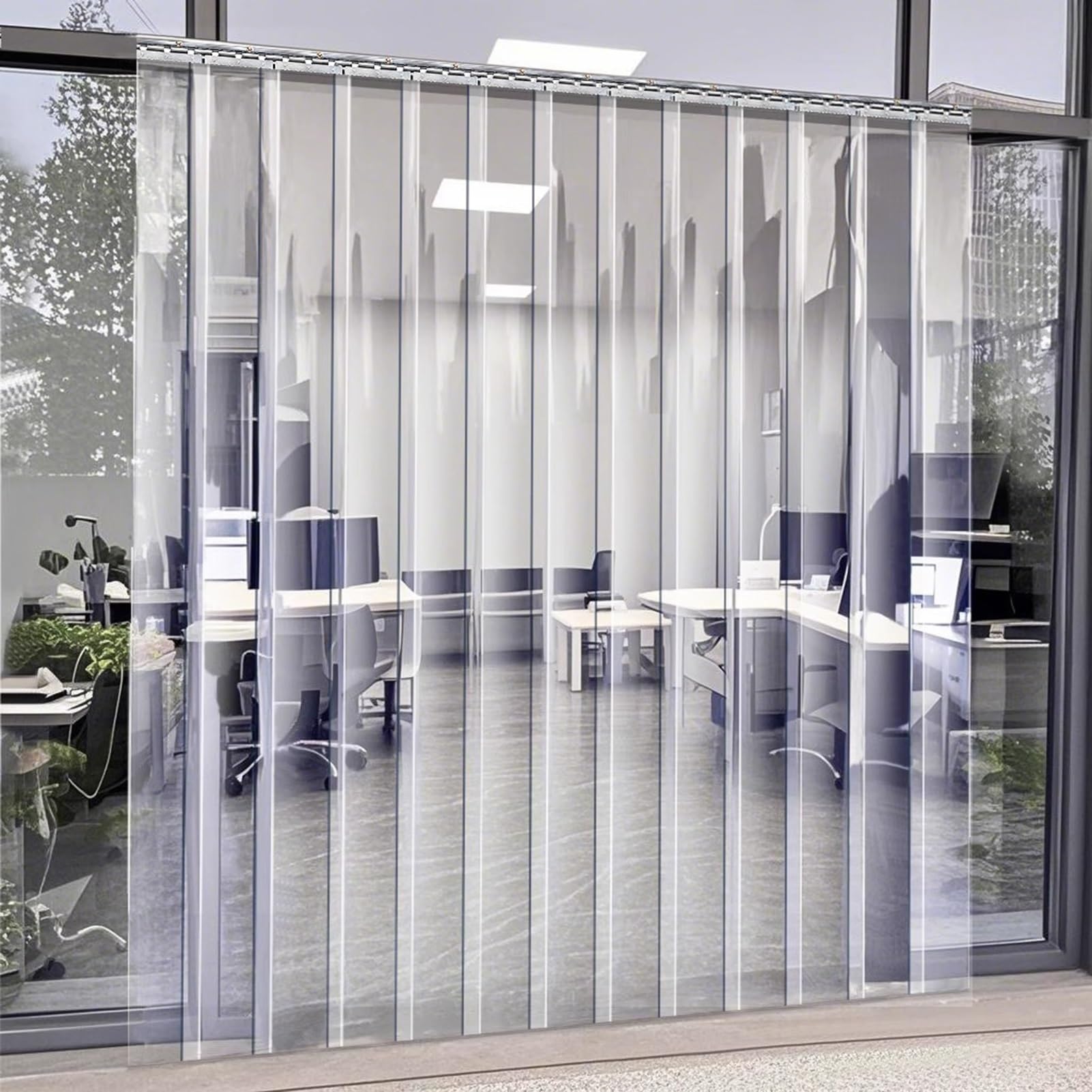 Lamelle Industriel Verticales Rideau de Portev Robuste et Durable Kit Rideaux à Lanières en PVC Magasins, Restaurants(135x200cm/53.15x78.74in)