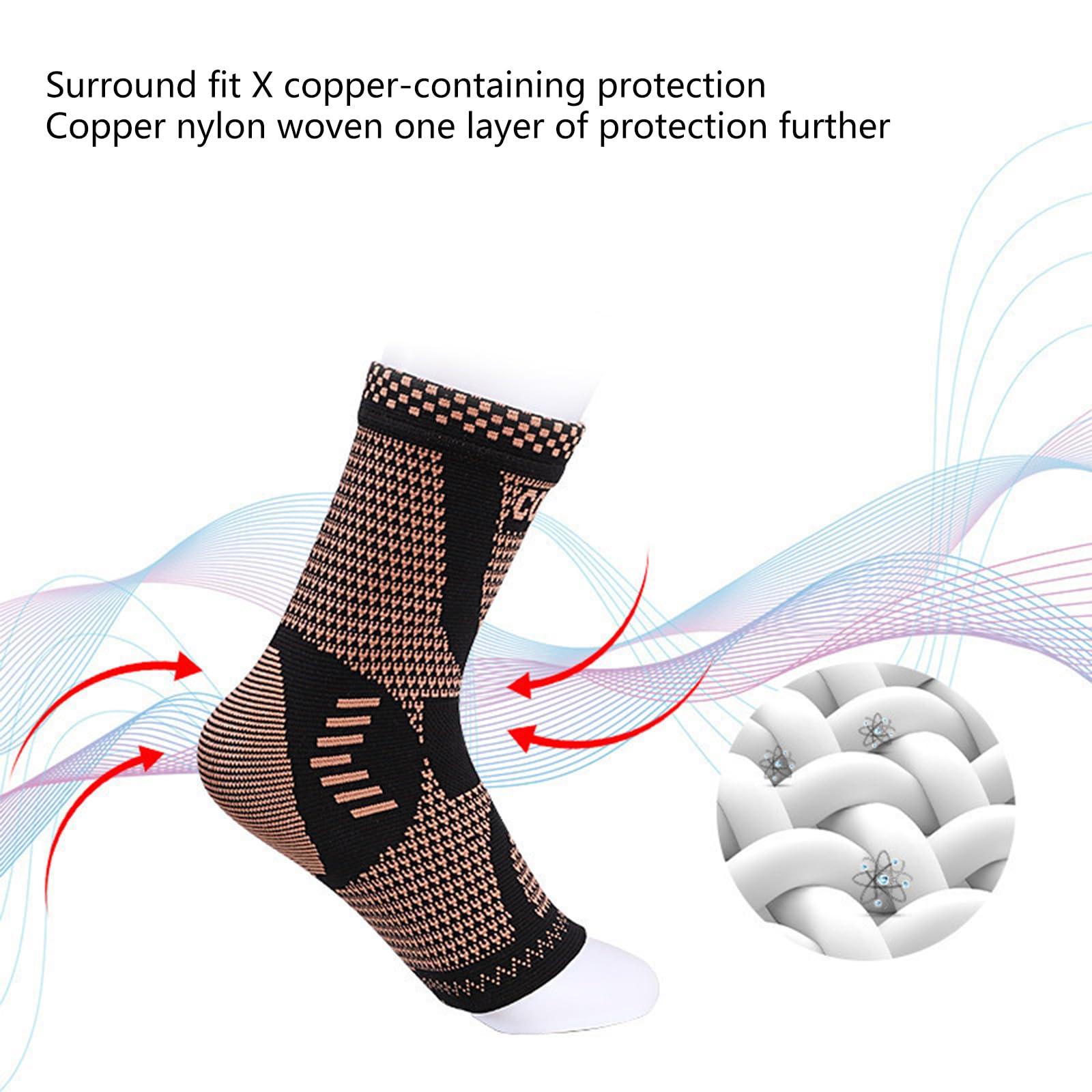 Tmboryuu Coppers Ankle Brace Men & Women Ankle Compression Sleeve Socks for Baseball Basketball Football Hiking Running