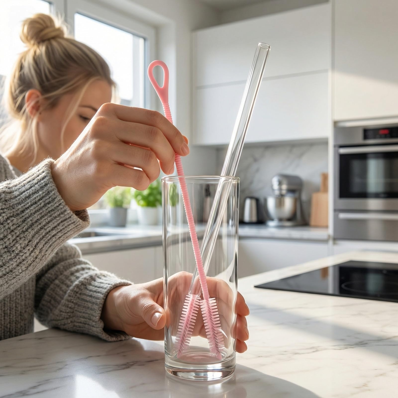 2 pcs de Cepillo Limpia Biberones Largo para Pajitas de Silicona, Cepillo para Botellas con Mango Antideslizante, Herramienta de Limpieza Suave, Flexible Reutilizable, en Tamaños de 6mm 9mm - 3