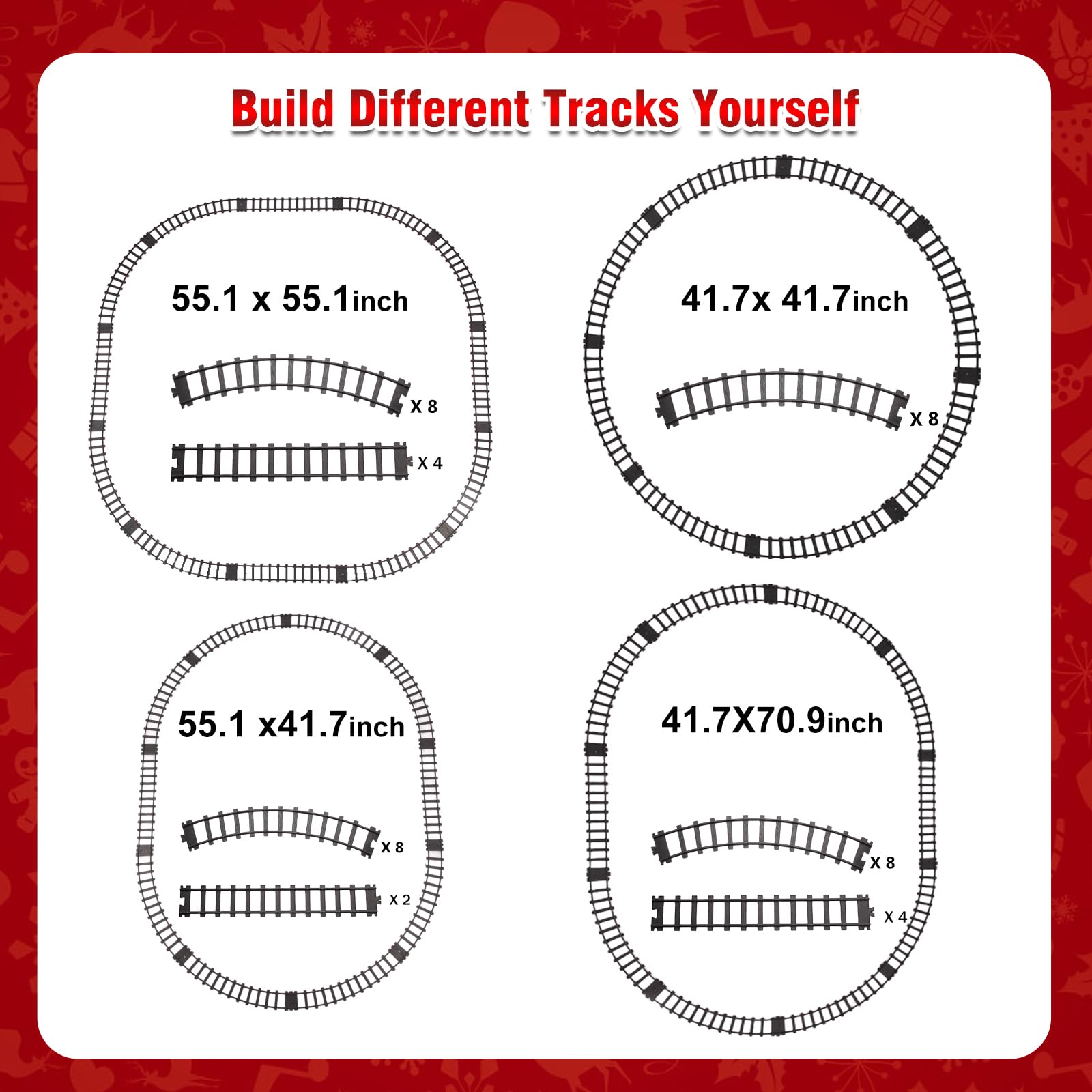 Christmas Train Set, Train Toy with Remote Control, Toy Train Set Under The Christmas Tree with Sounds, Lights and Smoke, Christmas Toy Gift for Toddler 3 4 5 6 7 8 Years