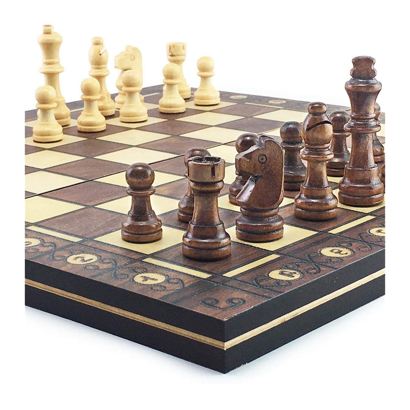 Scacchi Backgammon Dama 3 in 1 Gioco degli Scacchi Scacchi da Viaggio Set di Scacchi Pezzi degli Scacchi Scacchiera Pezzi degli Scacchi internazionali/34 * 34 cm