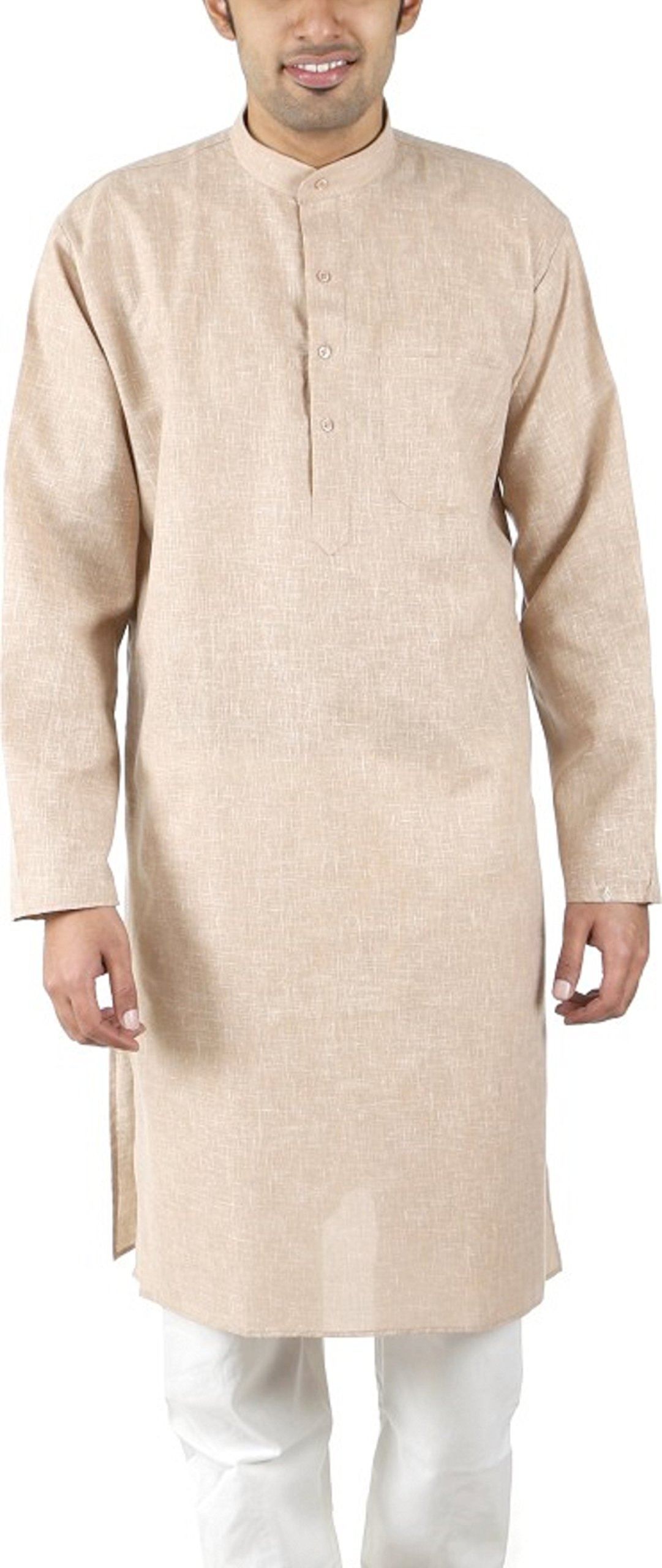 Kurta recta de mezcla de algodón ropa tradicional india masculina cómoda 4