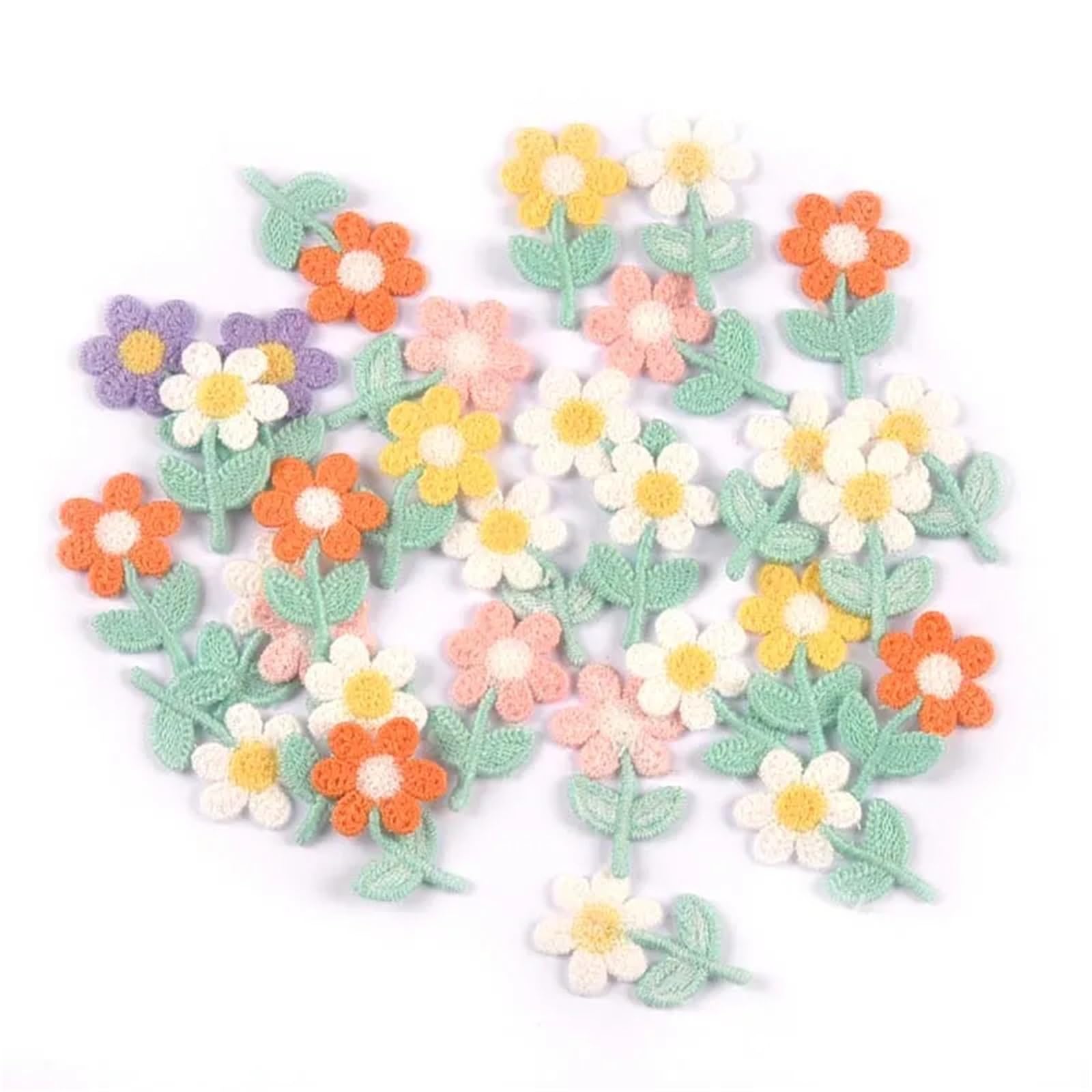 Wtaxbh Mix Iron On Patches 60Pcs/Lot 23X36mm Mini Flower Appliques For Diy Hat Clothes Sewing Supplies Headwear Decor Sew-On Patches(Mix)
