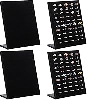 Tobeelec 4-Pack Black Velvet L-Shaped Ring Display Trays - 50 Slots Each for Jewelry Earring Storage & Showcase (8x10x3.7")