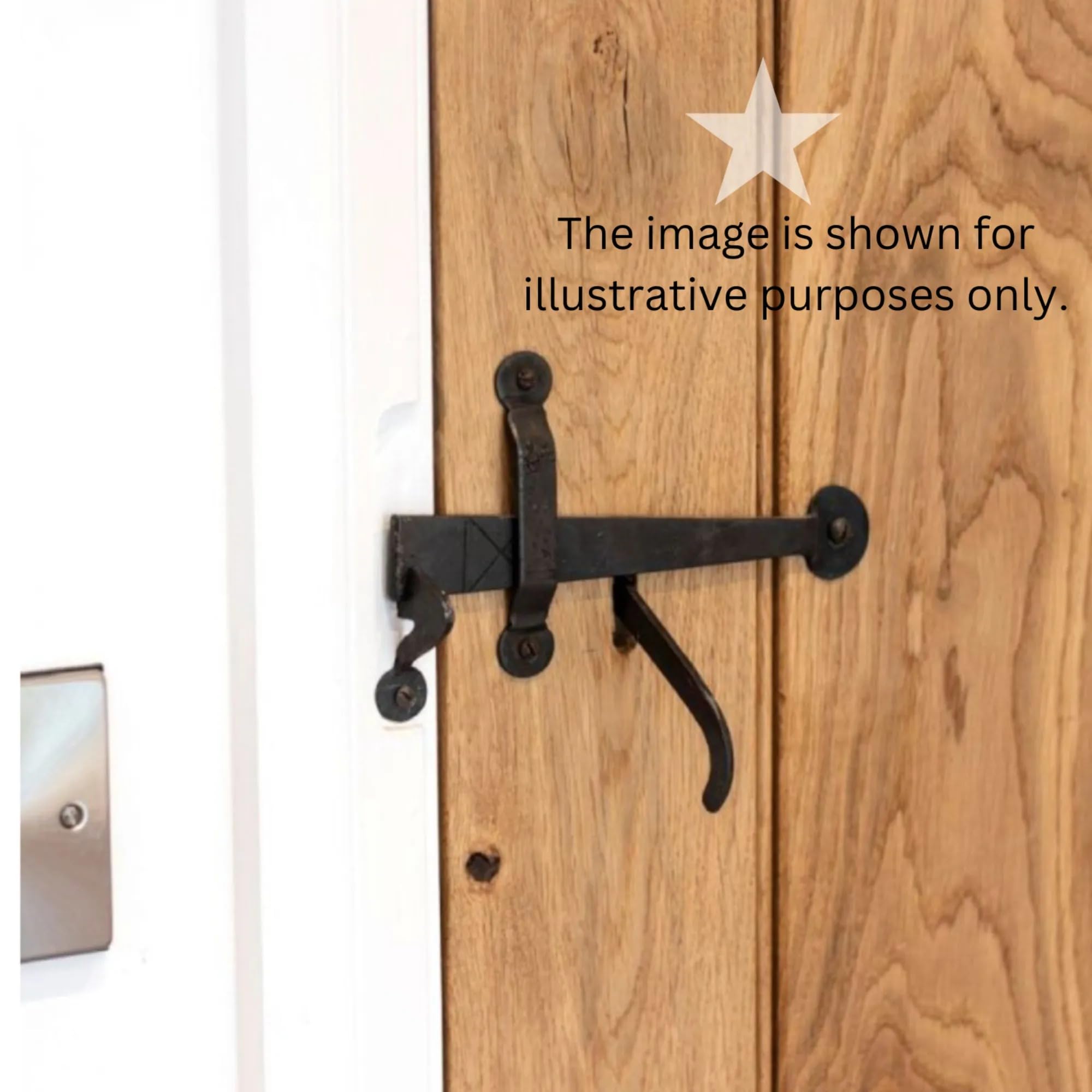 Cerniere a T forgiate a mano, 45,7 cm con estremità Penny & Suffolk Thumb Latch Door Kit in cera d'api - Infinity Decor