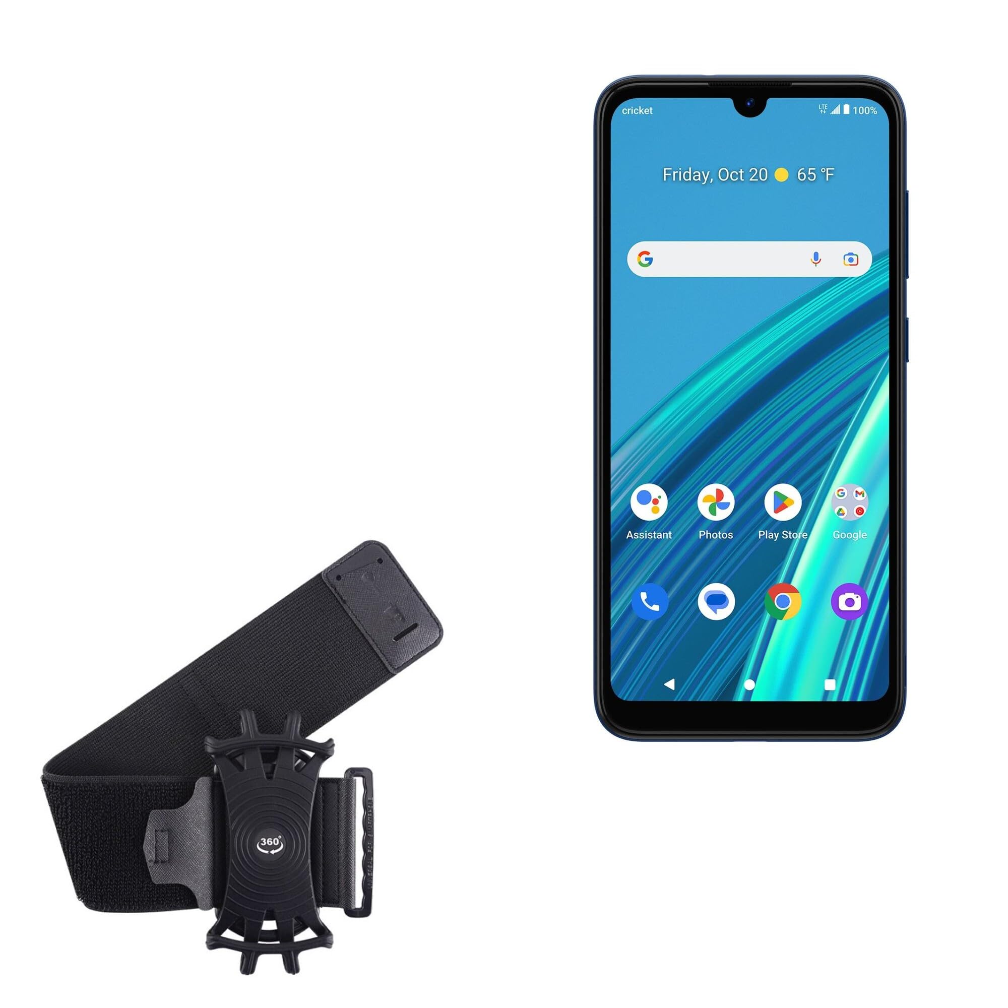 BoxWave Holster Compatible with Cricket Debut S2 - ActiveStretch Sport Armband, Adjustable Armband for Workout and Running - Jet Black