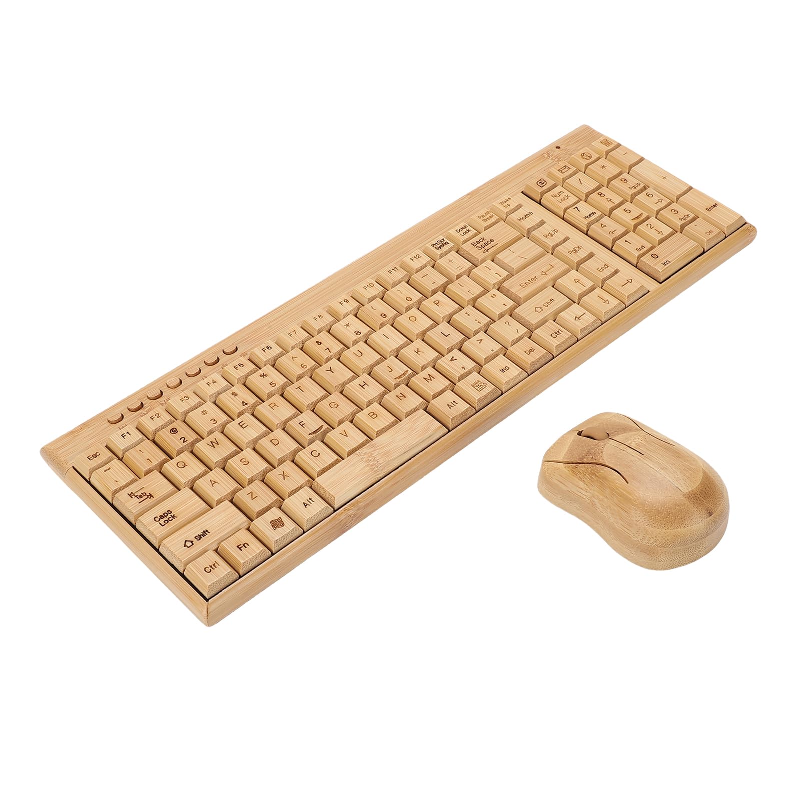 VBESTLIFE Combinación de Teclado y Ratón Inalámbricos, Diseño Artesanal íntegramente en bambú con Conexión de 2,4 GHz, para Escritorio, Portátil y Varios Sistemas Operativos