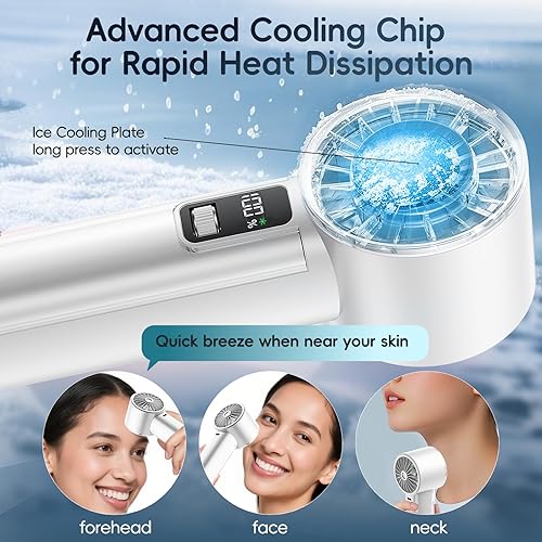 Miniatura 2 de PANERGY Ventilador de mano de alta velocidad con enfriador de hielo, mini ventilador turbo ajustable de 1-100 velocidades, batería recargable de