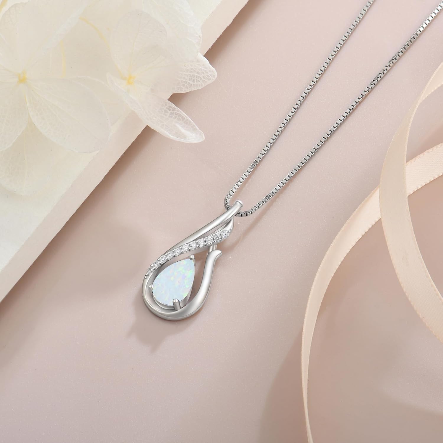 Infinity Necklace for Women 925 Sterling Silver Teardrop Pendant Necklace Birthstone Jewelry Gift - Image 5