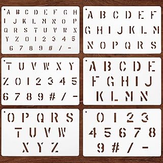 1/2 Inch 3/4 Inch 1 Inches Letter and Number Stencil, 6 Pack Reusable Plastic Alphabet and Number Stencils Calligraphy Letter Stencil for Journal Notebook DIY Craft Projects