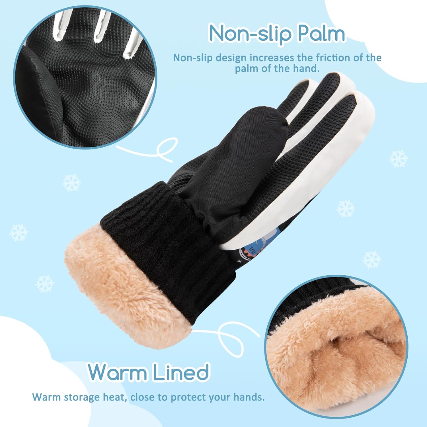 Comfoex Kids Winter Ski Snow Gloves Warm Waterproof Cold Weather Snowboard Thermal Windproof Gloves for Boys Girls 4-12 Years Old - Image 5