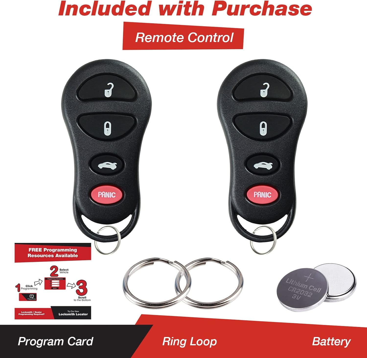 KeylessOption Keyless Entry Remote Fob Uncut Ignition Car Key Replacement for GQ43VT17T, 04602260 (Pack of 2)