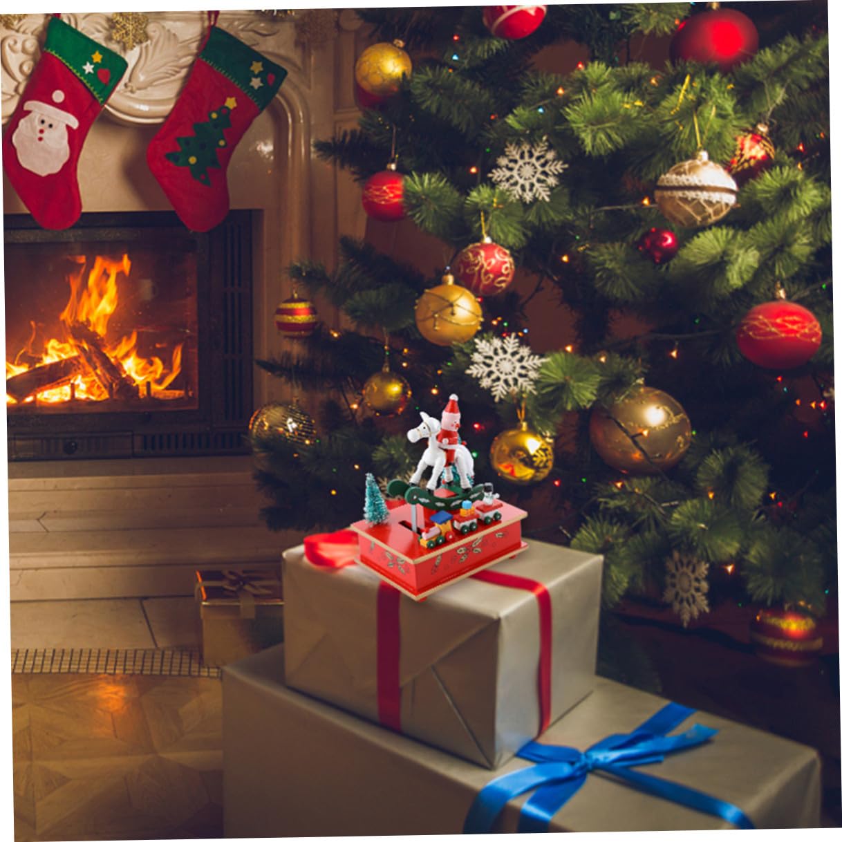 BESPORTBLE Carillon Albero di Natale in Materiale Sintetico Adorabile e Portatile, Decorazione Natalizia per Ufficio e Camera da Letto