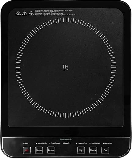 Panasonic KY-A112AKFD -Induction Stove 2100 Watts | Automatic Voltage Regulator and Safety Cut Off | Up to 8 Hours Cooking Time |7 Indian Preset…