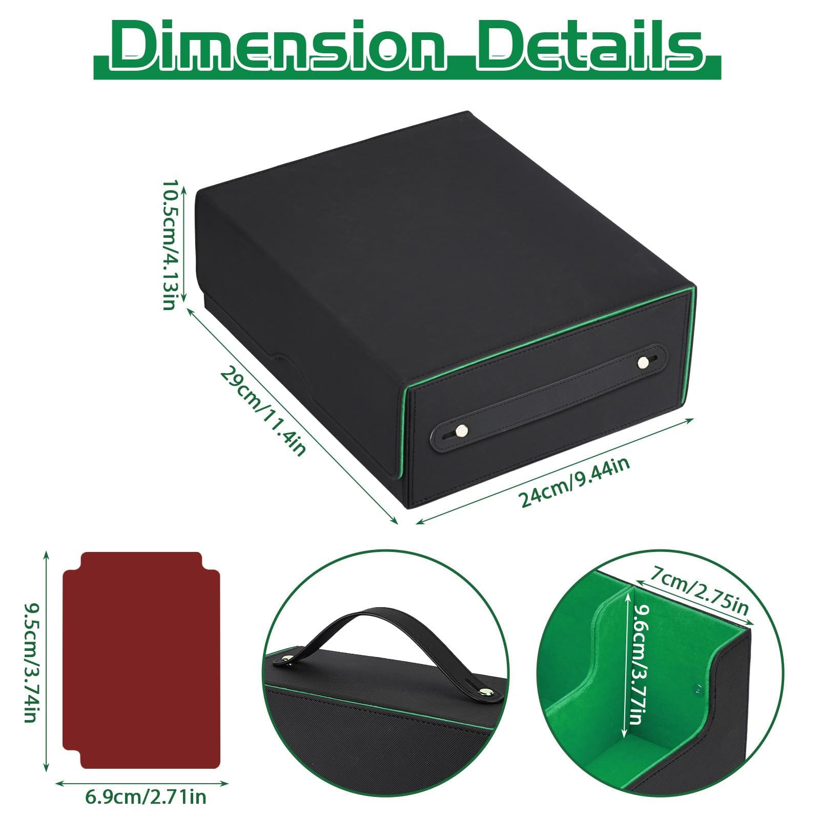 Deck Box per Carte MTG, Deck Box con 10 Divisori Colorati | 3 Righe Deckbox, per le Carte di Magic Commander YGO TCG MTG Nero Verde Decks Boxs
