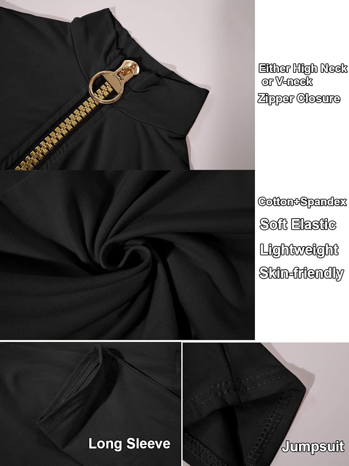 ECHOINE Sexy Jumpsuits for Women Long Sleeve V Neck Zipper Casual One Piece Rompers Bodycon Outfits - Image 5