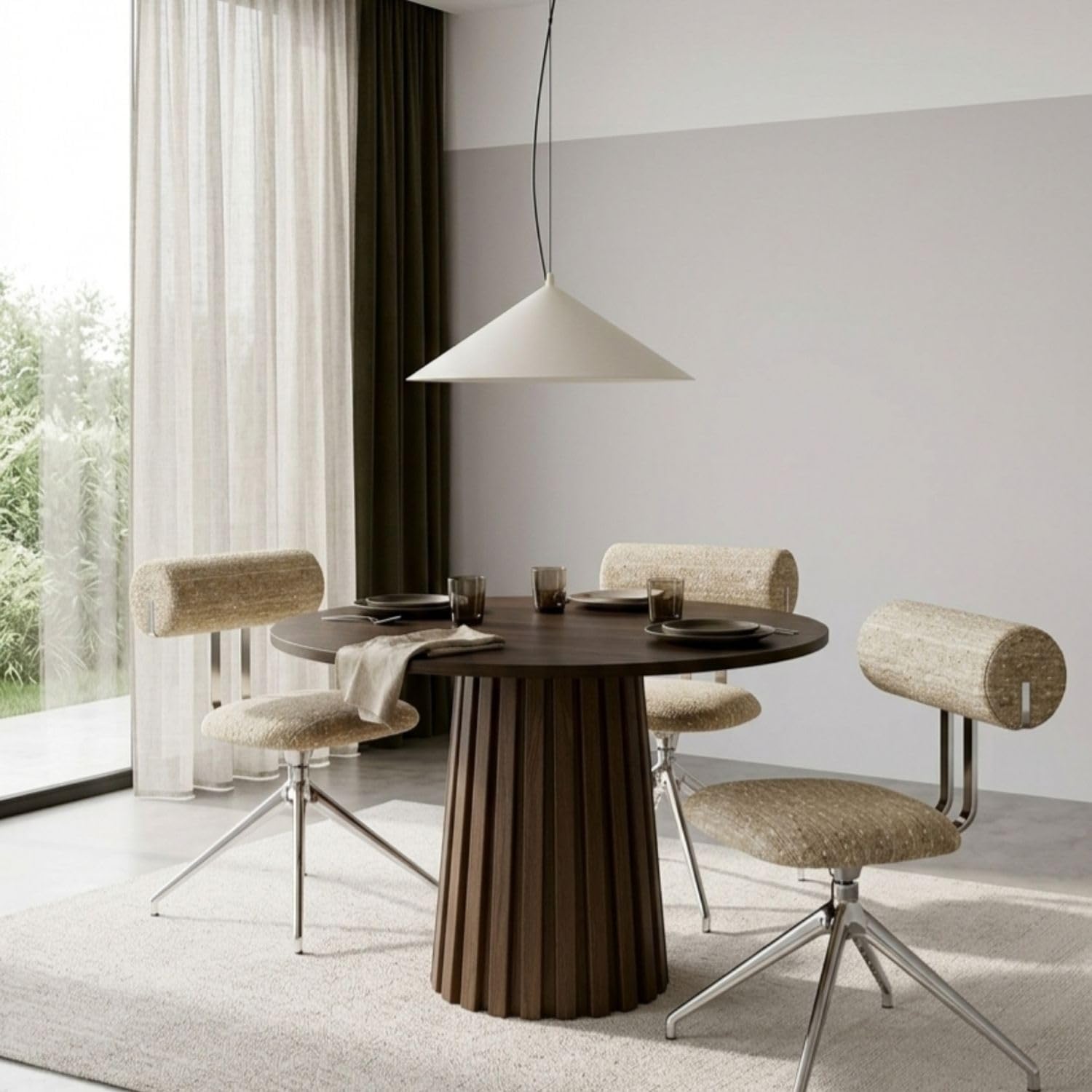Licht-Erlebnisse LED Pendelleuchte Esstisch Beige Stahl 4000 K Wabenstruktur TRIAC dimmbar blendarm Modern akzentuiert stilvoll rund Ø50 cm Hängelampe Küche