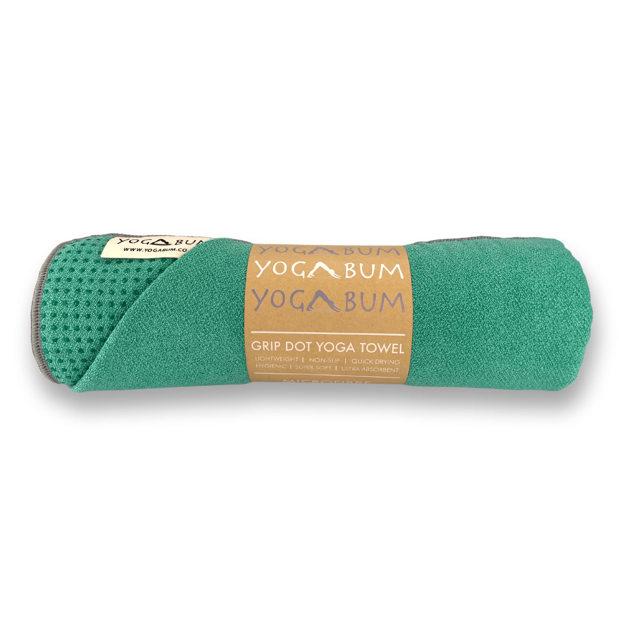 Yogabum Grip Dot Yoga Mat Towels, Emerald Green, 61x183cm - Image 4