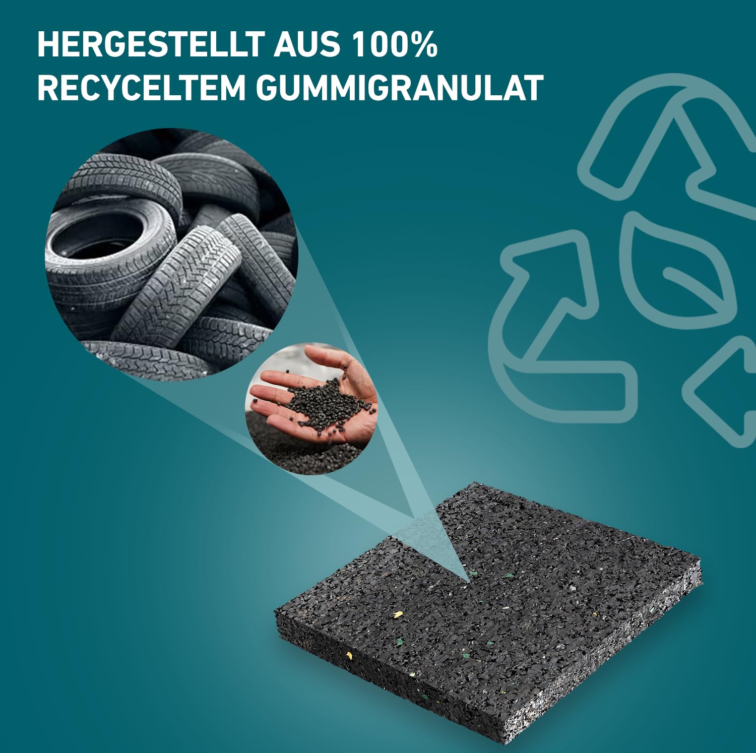 KARAT Terrassenpads auf Rolle - Abstandshalter, Trittschalldämmung, Bautenschutzmatte für Terrassen aus Gummigranulat, zuschneidbare Gummi Unterlage (10000 x 80 x 10 mm)