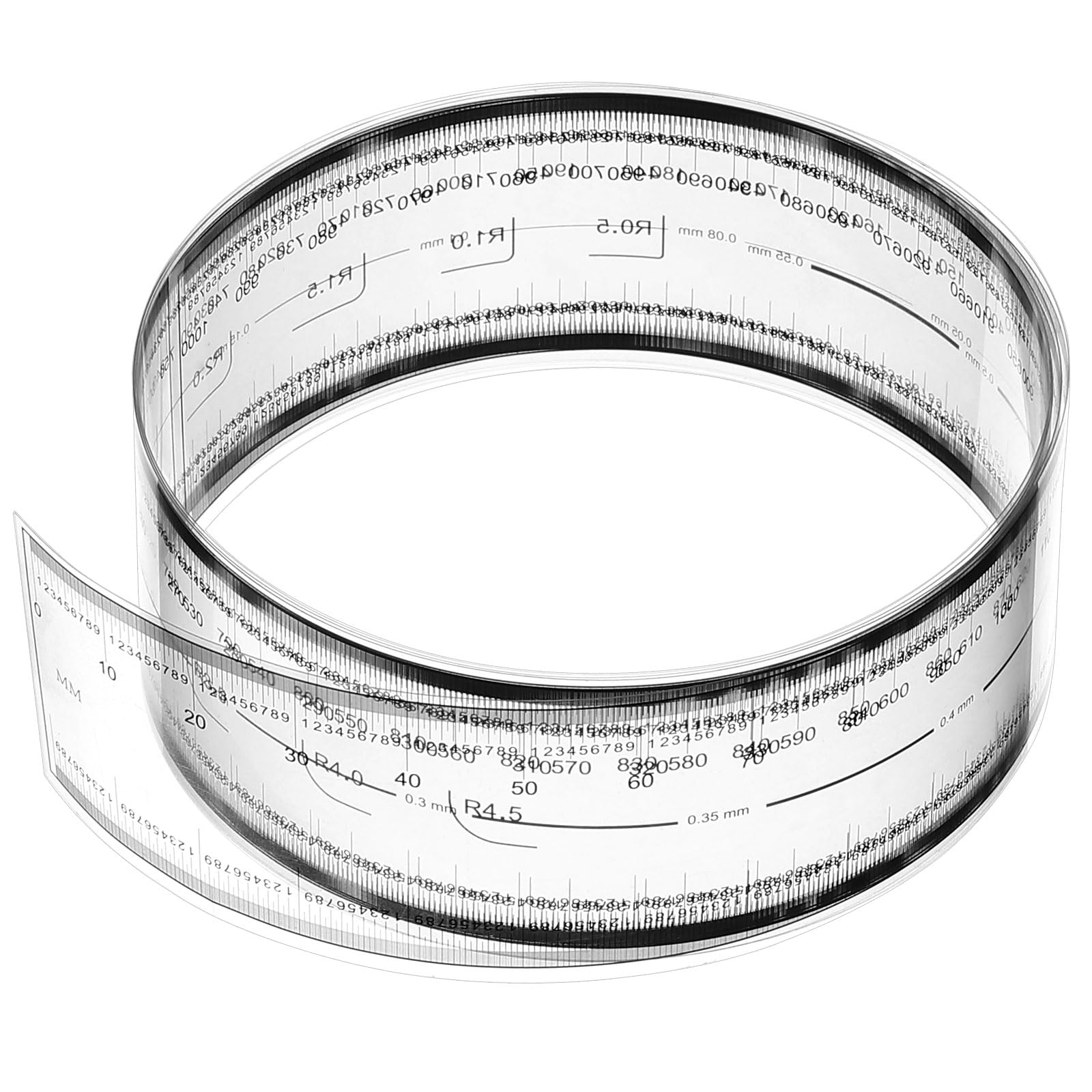 PATIKIL Film Flexible Ruler 100cm 0.1mm Scale with R Angle and Width Lines Clear PET Plastic Soft Folding Straight Ruler for Factory Transparent