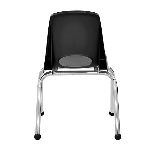 Miniatura 10 de FDP - Silla de pila escolar de 14 pulgadas asiento de estudiante apilable con patas de acero cromado y deslizamientos de bola para aprendizaje en