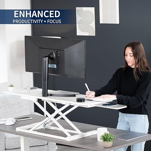 Vista 144 de VIVO DESK-V026KP - Convertidor de escritorio de 26 pulgadas, serie K, elevador de altura ajustable, para monitores y laptops, bandeja ancha