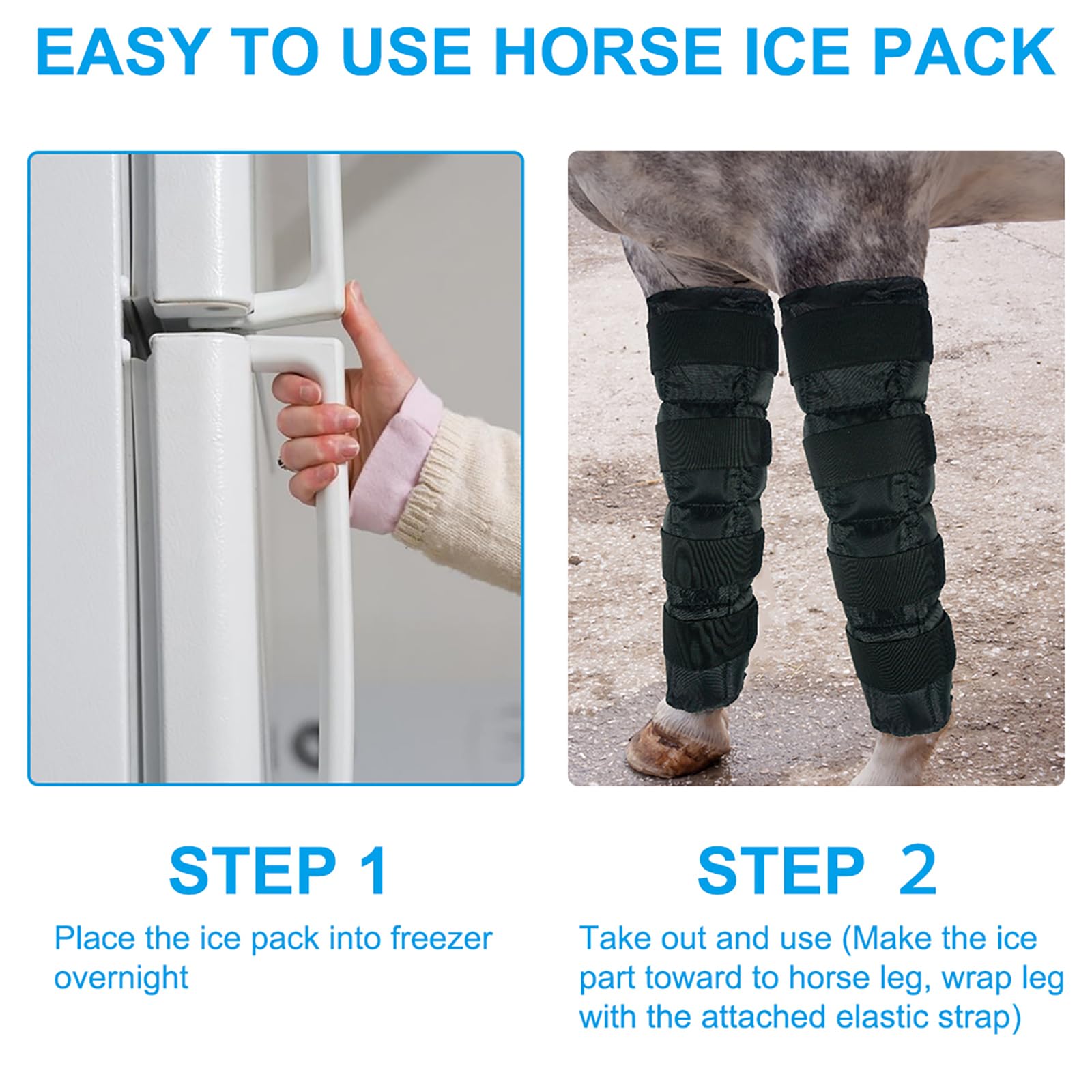 Botas de hielo para caballos, juego de 2, envolturas de enfriamiento para lesiones de caballo, envolturas de hielo equino para patas de caballo, rodillas, corvejones, reutilizables, botas de hielo de