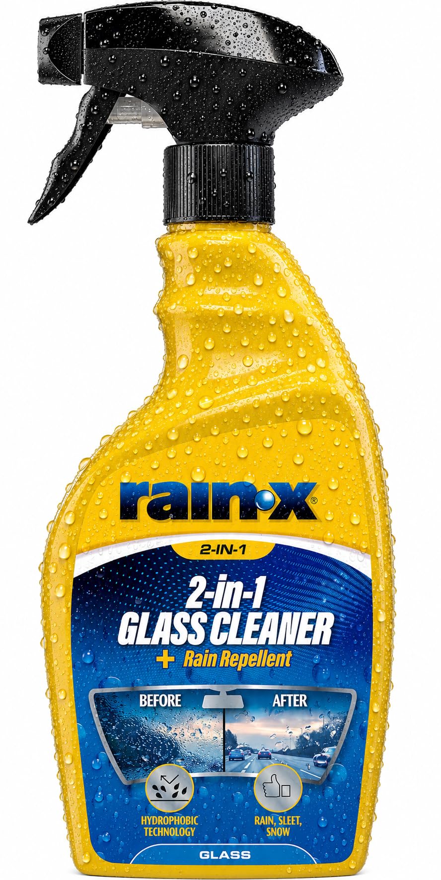 Rain-X 2-in-1 Glass Cleaner + Rain Repellent – Streak-Free Shine – 500ml
