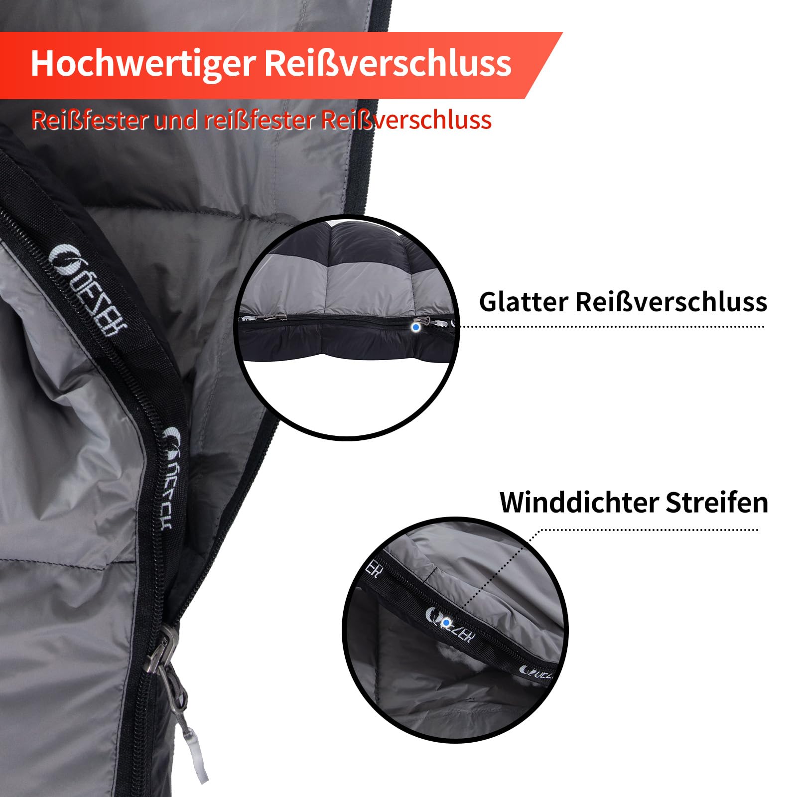 Daunenschlafsack,schlafsack kleines packmaß , 600FP+ Premium-Daunen, 12°C bis -24°C, leicht und warm für 3-4 Jahreszeiten, Camping, Wandern und Outdoor-Trekking