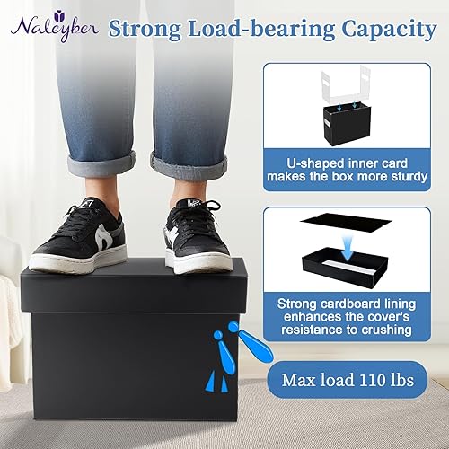 Miniatura 6 de Caja organizadora de archivos con asa, organizador de archivos para el hogar u oficina (negro)