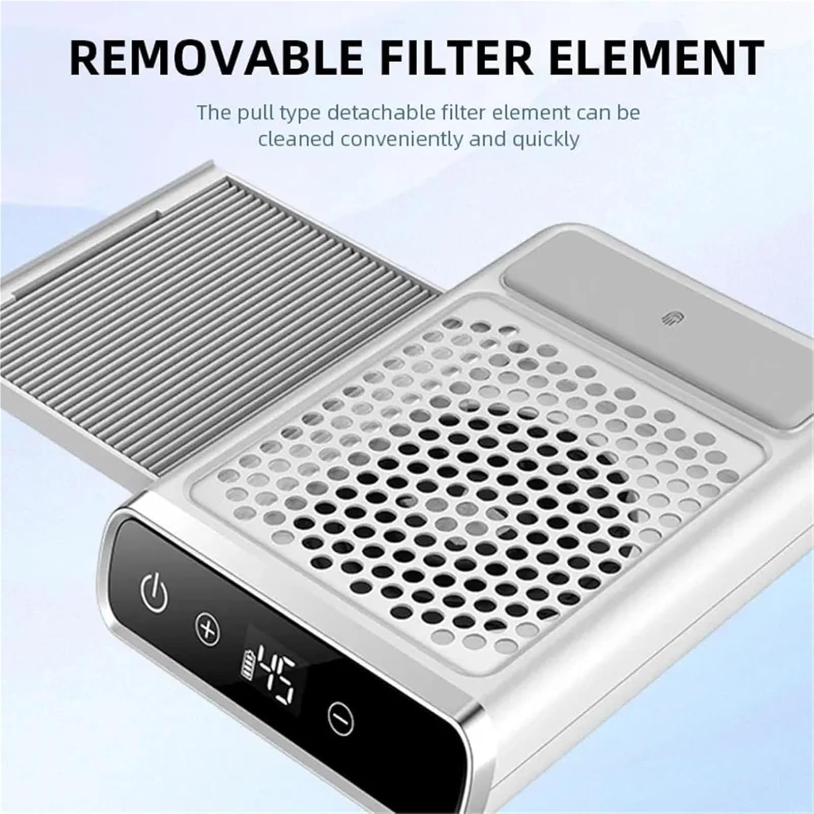 MObyat Aspiratore per Unghie da 80 W, Aspirapolvere da Tavolo per Lucidatura, velocità Regolabile, Touchscreen LCD, Filtro Rimovibile, Facile da Pulire, Ricaricabile, per Smalto Acrilico