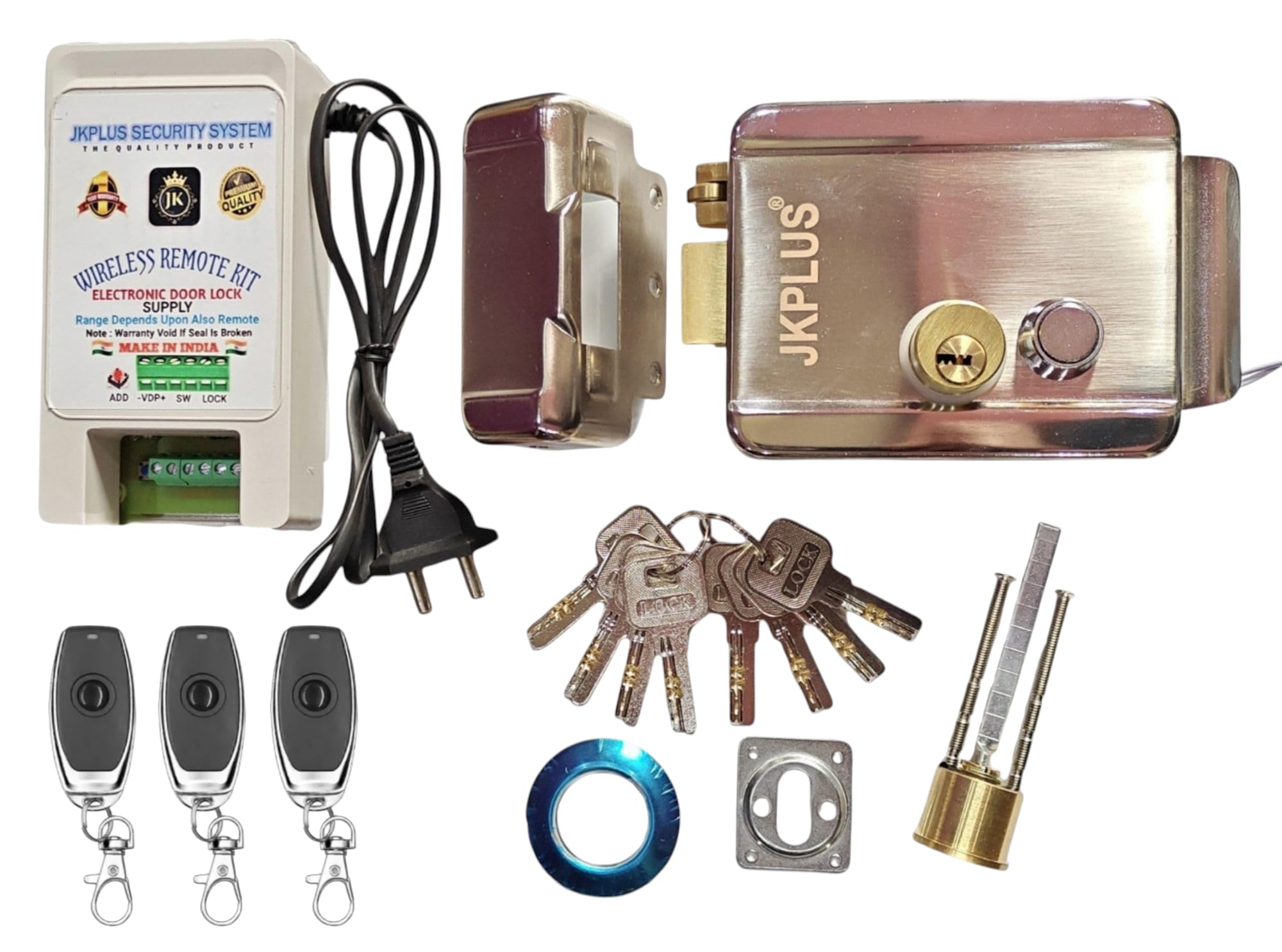 Polished Stainless Steel Electronic Door Lock for House | Metal Door Lock can Open with Remote | for Outdoor Main Gate | with 3 Remote I Security Lock-(Black Remote)-image-45