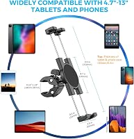 KDD Tablet Tartó Futópadhoz és Szobakerékpárhoz, 360° Forgatható iPad Telefon Állvány Edzőgépekhez, Kompatibilis iPad Pro Mini Air Samsung G 5