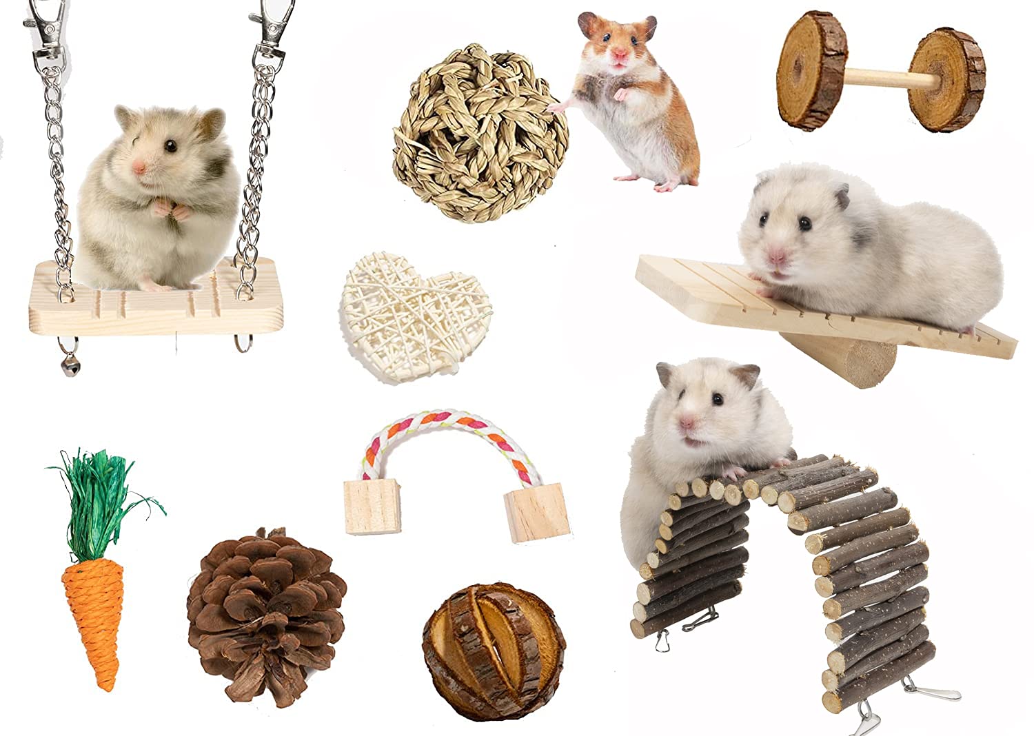 Arena Chinchilla Juguete En Para Hámster Madera Natural Para